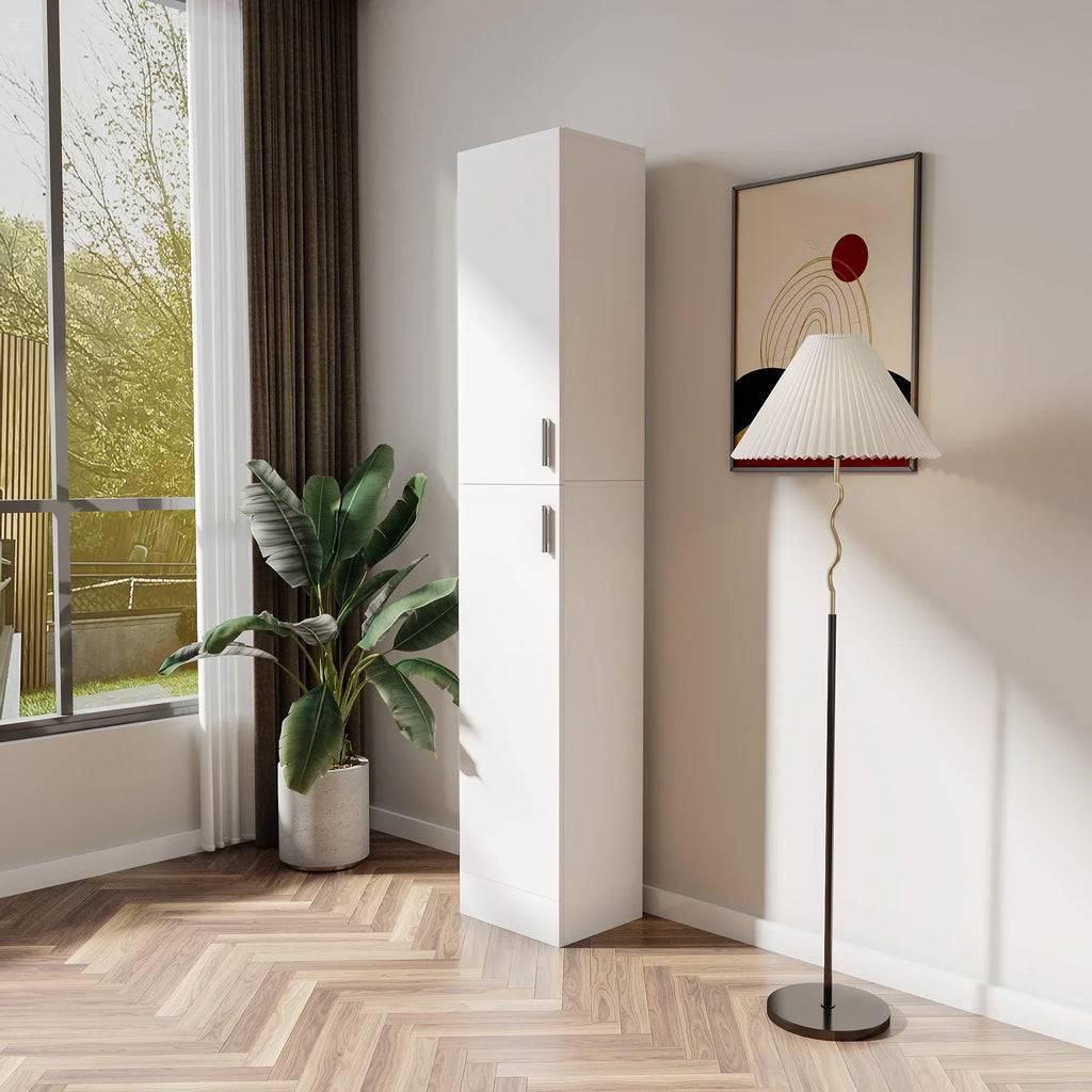 Nouveauté 2026 – Armoire de rangement haute Slim , meuble garde-manger avec portes et étagères, idéale pour les petits espaces (cuisine, salon, salle de bain