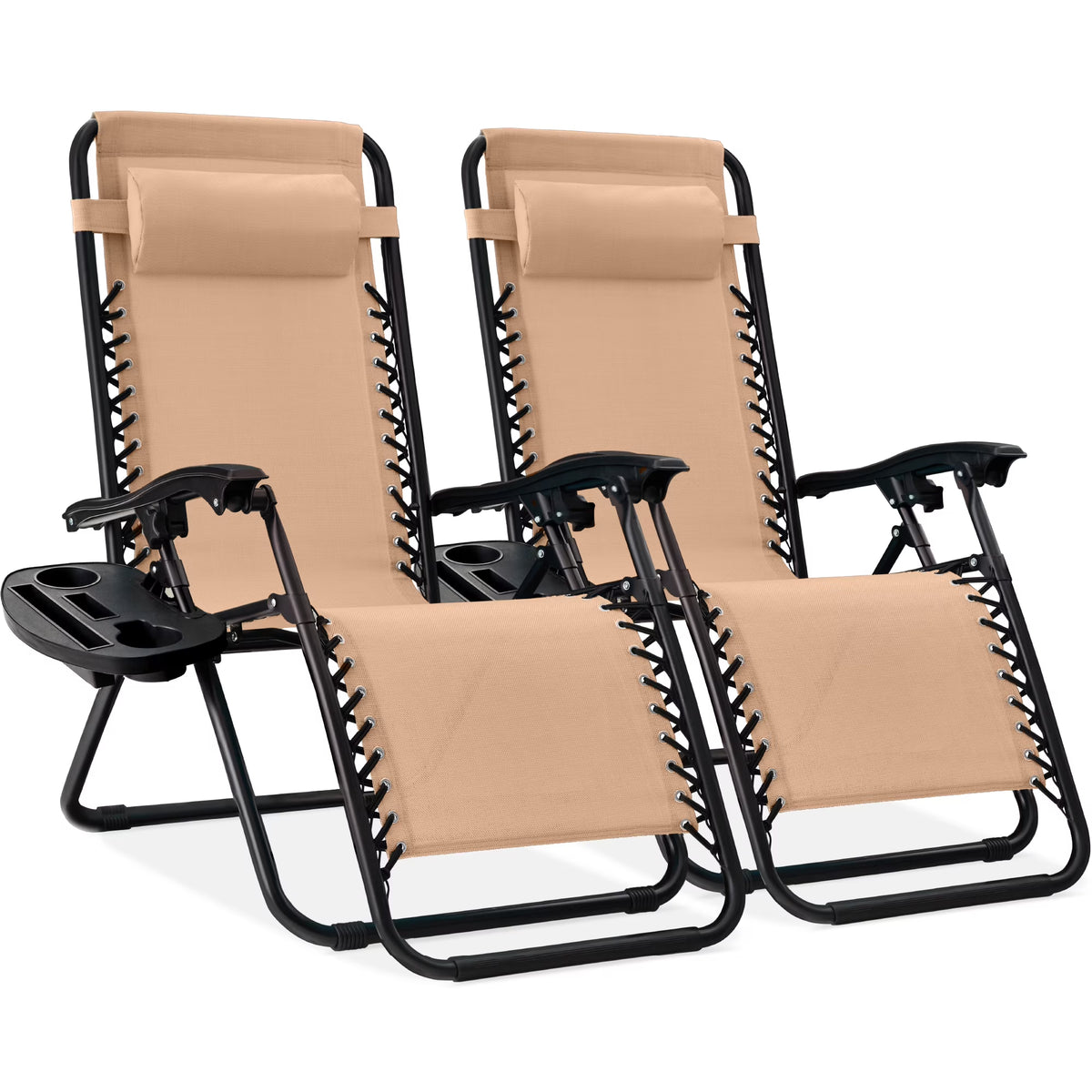Nouveauté 2026 – Ensemble de 2 fauteuils inclinables zéro gravité Best Choice Products pour terrasse et piscine avec porte-gobelet - Gris