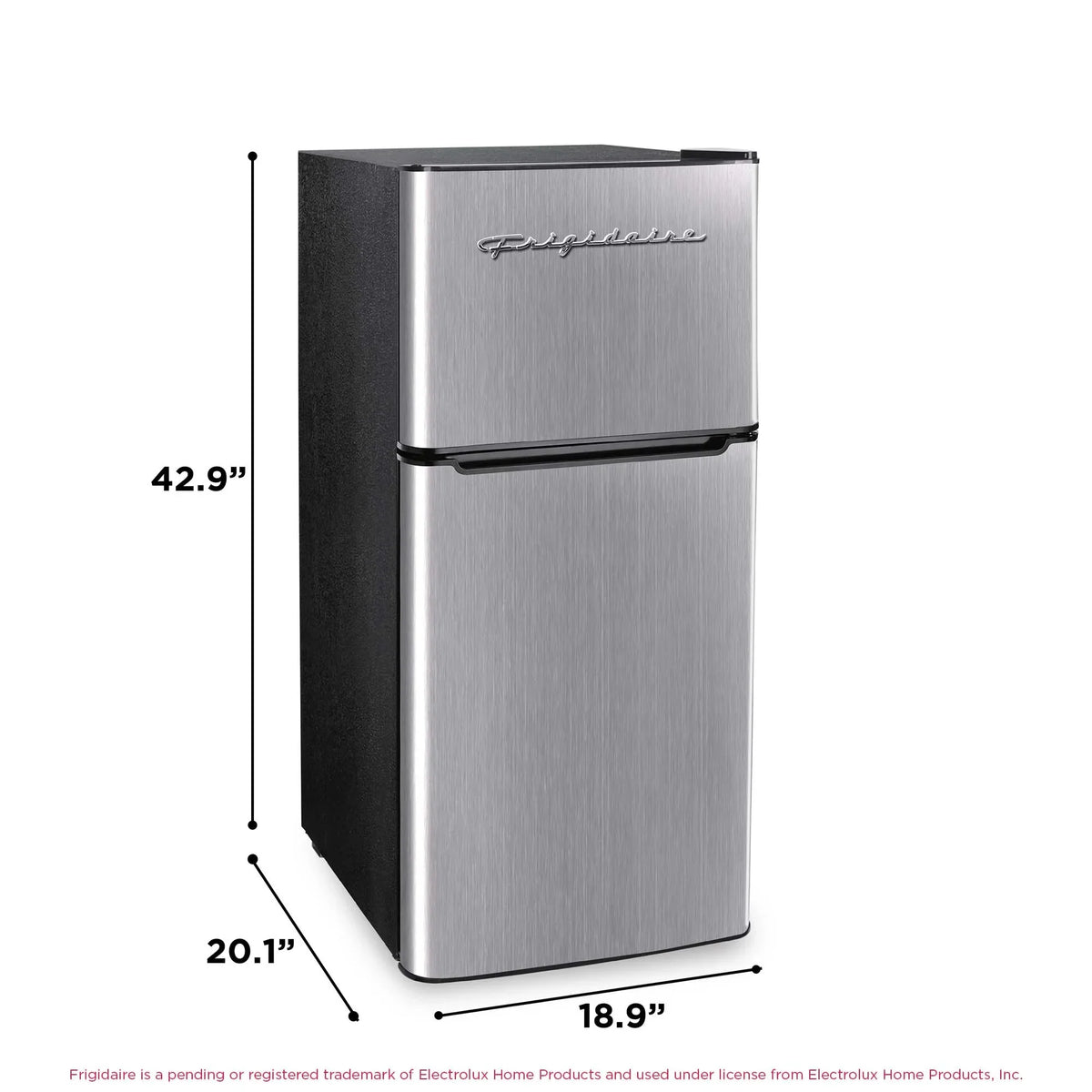 Nouveauté 2026 – Réfrigérateur compact Frigidaire 2 portes, 4,5 pi³, finition chromée, EFR451, platine