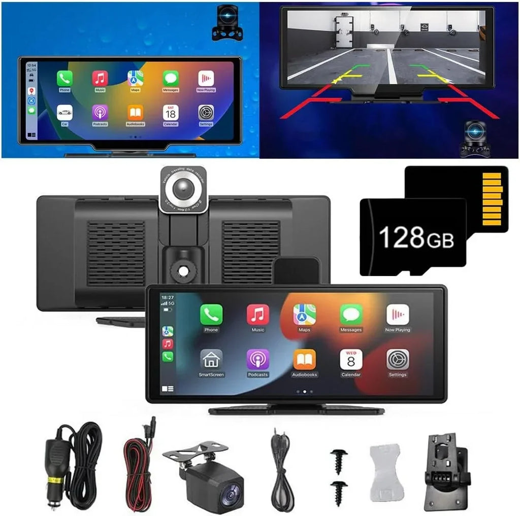 Nouveauté 2026 – Tablette de voiture Cartablet Pro Max 2025 , tablette de voiture HD 10,26" avec caméra embarquée 4K, caméra de recul 1080p, navigation GPS/commande vocale (enregistreur + caméra de recul + projection d'écran (128 Go