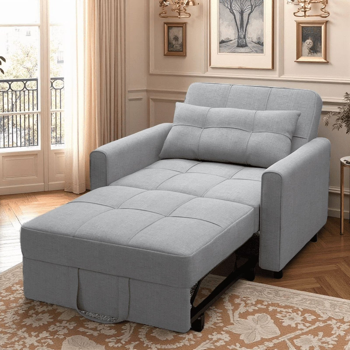 Nouveauté 2026 – Canapé-lit convertible 3 en 1 Aiho pour salon, gris foncé