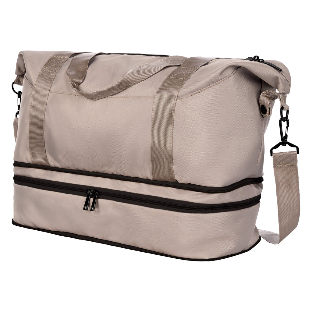 Nouveauté 2026 – Ensemble de bagages 3 pièces Protege , couleur Taupe Splash, comprenant une valise cabine de 20 pouces, une valise de 25 pouces et un sac de voyage week-end