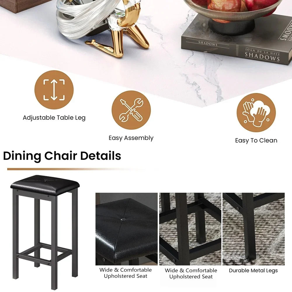 Nouveauté 2026 – Ensemble de table haute 5 places , table de bar et tabourets assortis, table à manger minimaliste avec tabourets sans dossier, ensemble table et chaises de bar avec plateau en bois pour cuisine, appartement ou bistrot - Gain de place