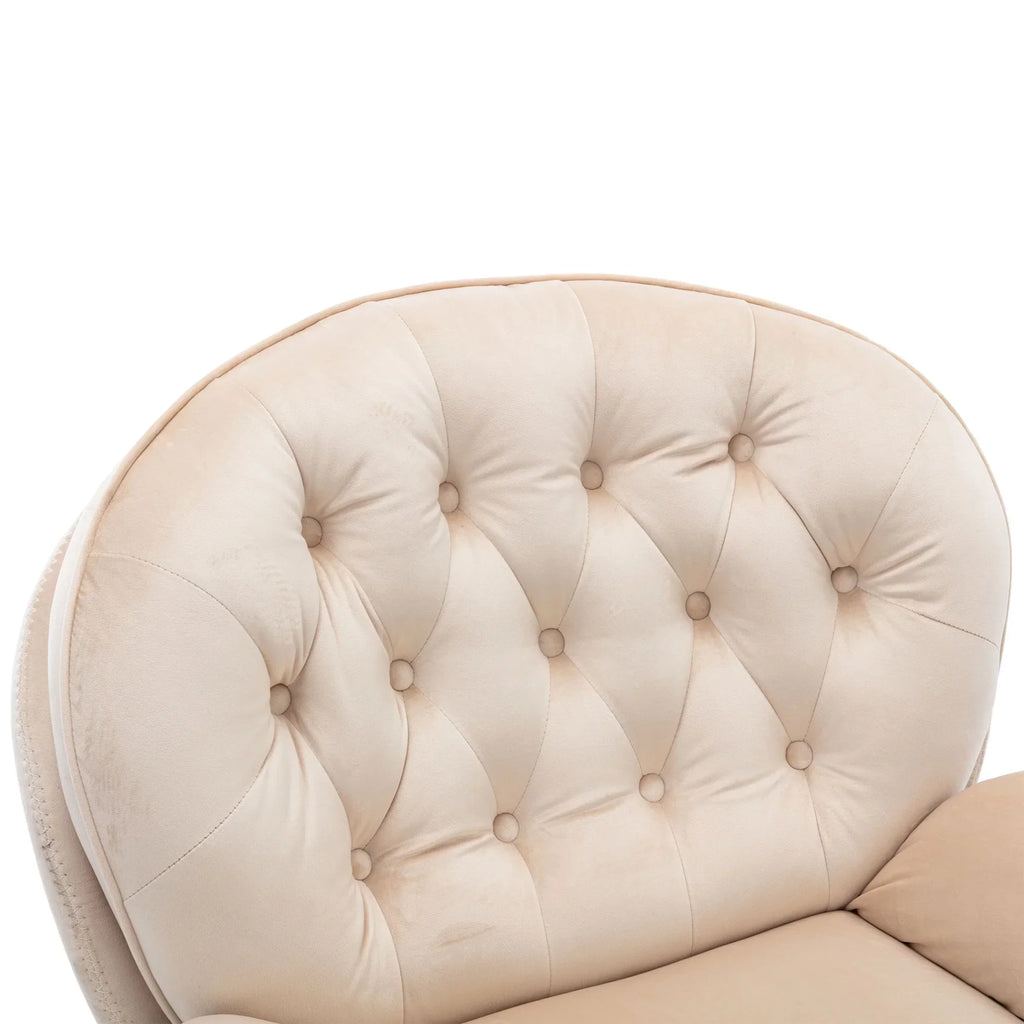 Nouveauté 2026 – Fauteuil pivotant Velvet avec repose-pieds, chaise longue moderne avec structure en métal, fauteuil de lecture confortable pour salon, chambre ou bureau, bleu