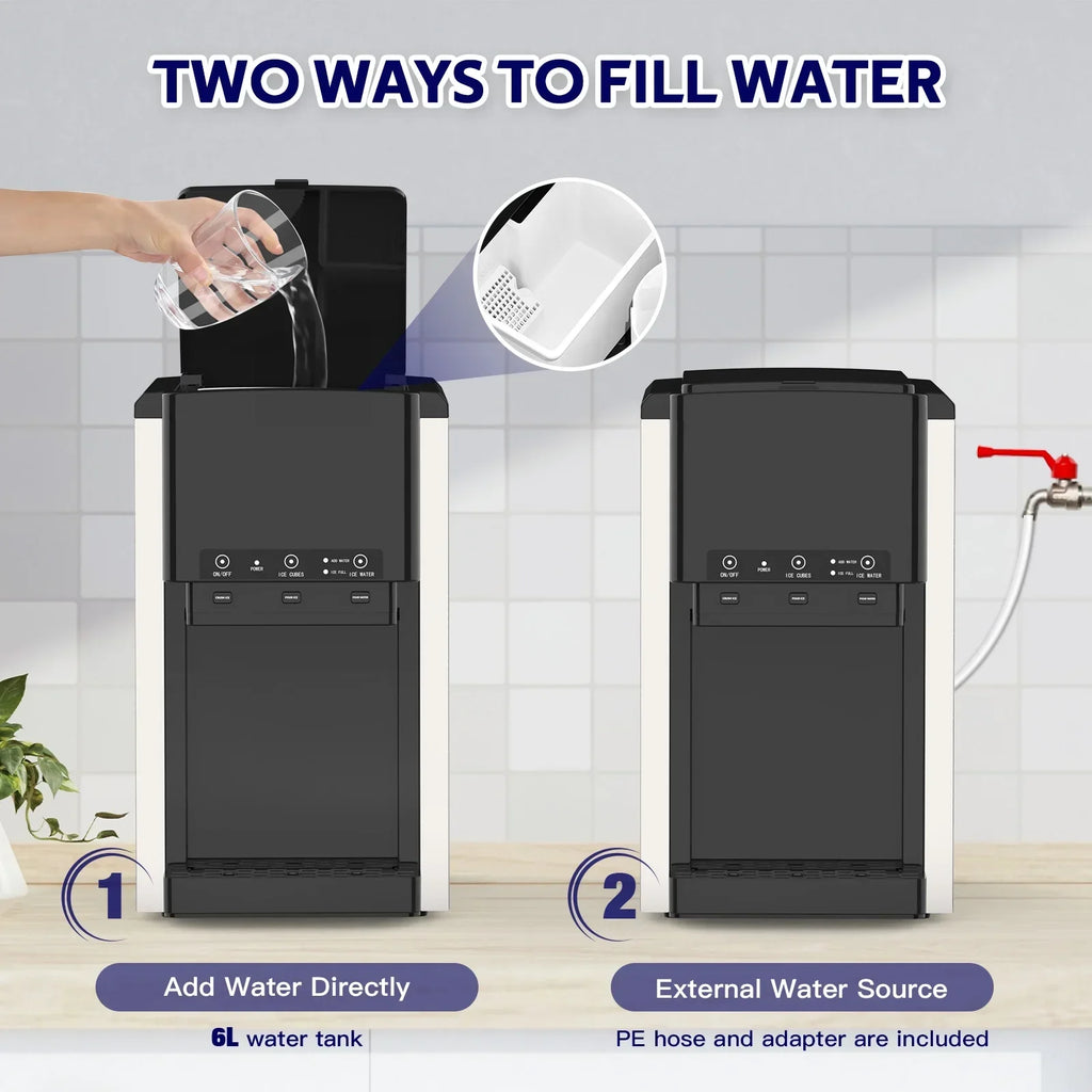 Nouveauté 2026 – Distributeur d'eau 3 en 1 Advwin avec machine à glaçons intégrée, glaçons en balles, glace pilée, refroidisseur d'eau, capacité de 20 kg/24 h, 12 glaçons/6 min, autonettoyant, capacité de stockage de glace de 1,8 kg, idéal pour la ma