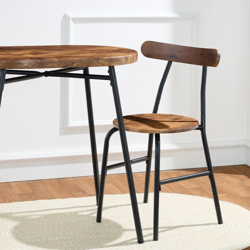 Nouveauté 2026 – Ensemble table et chaises ovales modernes 3 pièces Best Choice Products , petit coin repas avec 2 chaises - Noir/Noir