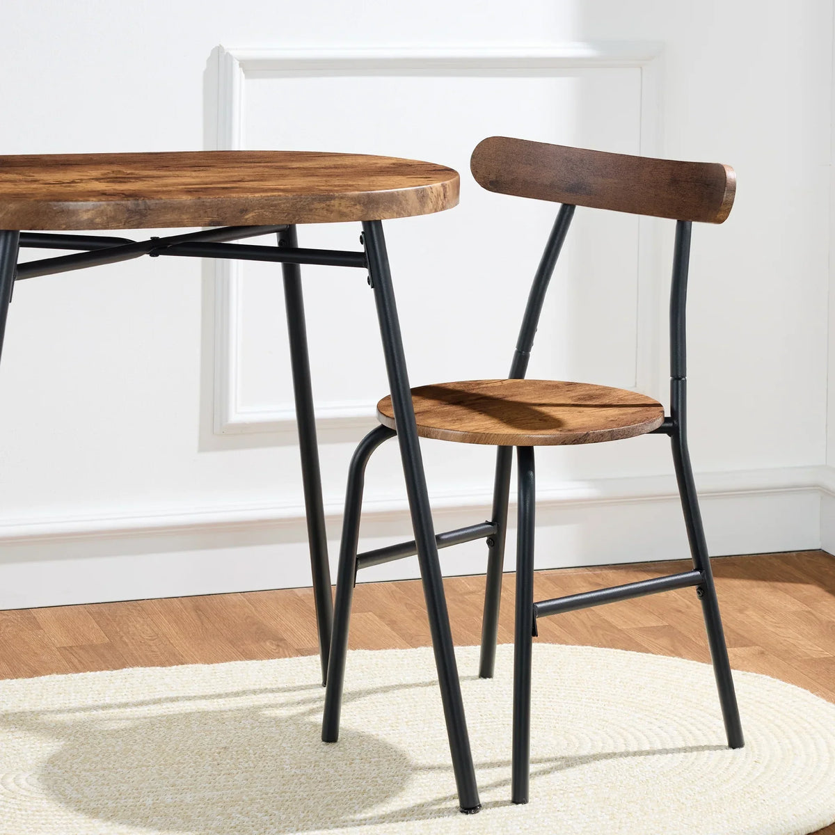 Nouveauté 2026 – Ensemble table et chaises ovales modernes 3 pièces Best Choice Products , petit coin repas avec 2 chaises - Noir/Noir