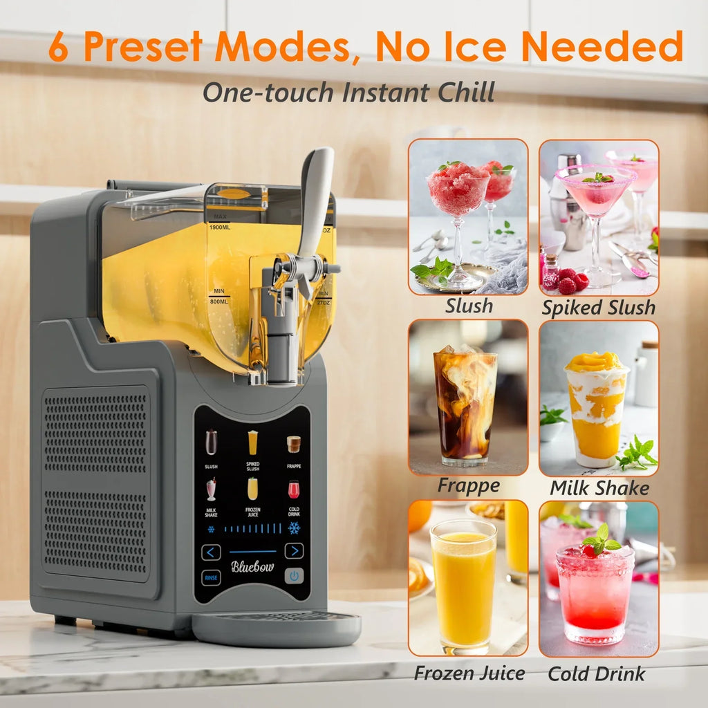 Nouveauté 2026 – Machine à granita Bluebow pour la maison, récipient de 2,5 L avec 6 programmes prédéfinis, sans glace, idéale pour les smoothies, frappés, milkshakes et autres boissons glacées