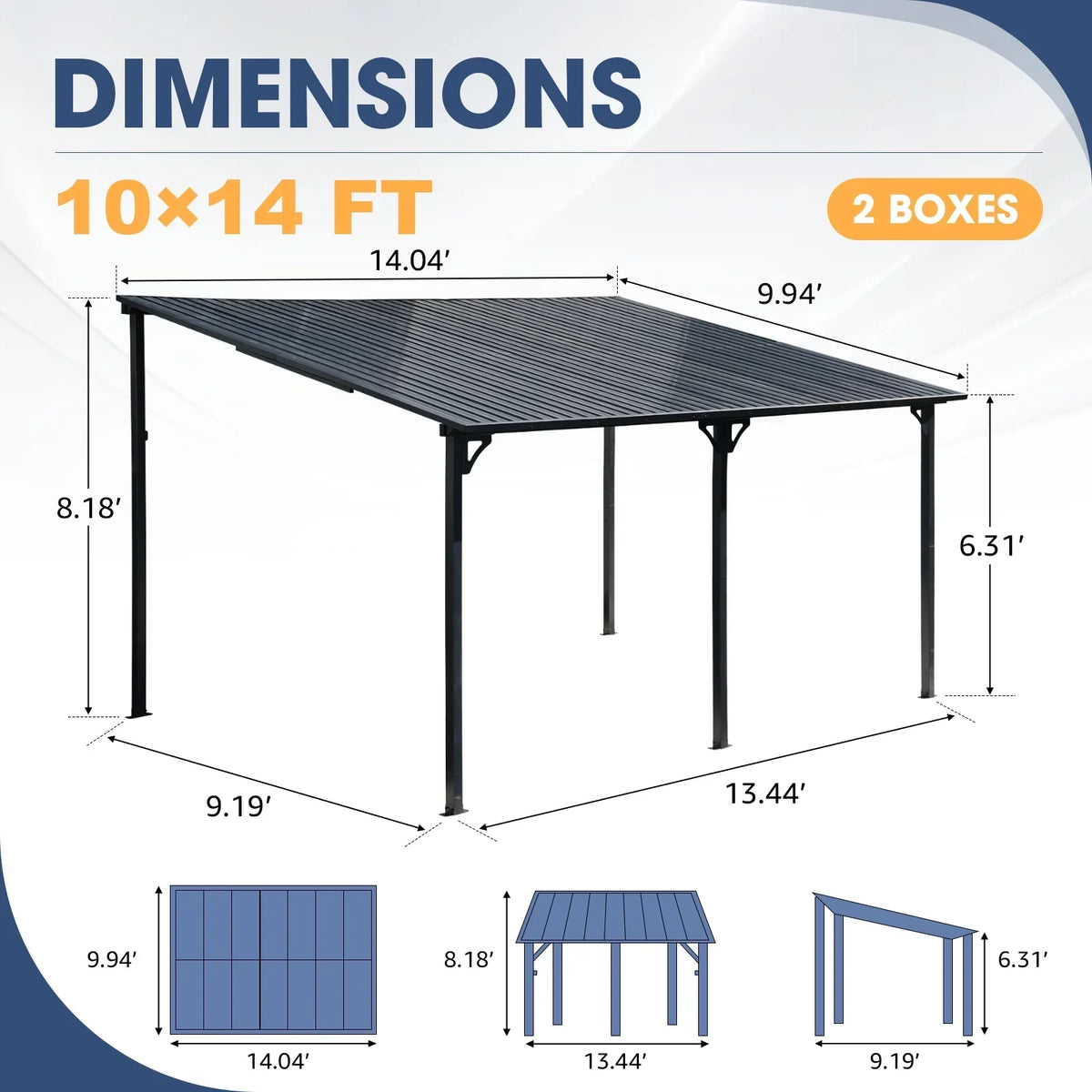Nouveauté 2026 – Pergola extérieure neuve de 2,44 m x 3,05 m, tonnelle adossée, pergola métallique robuste avec toit rigide, idéale pour patio, jardin, terrasse ou piscine
