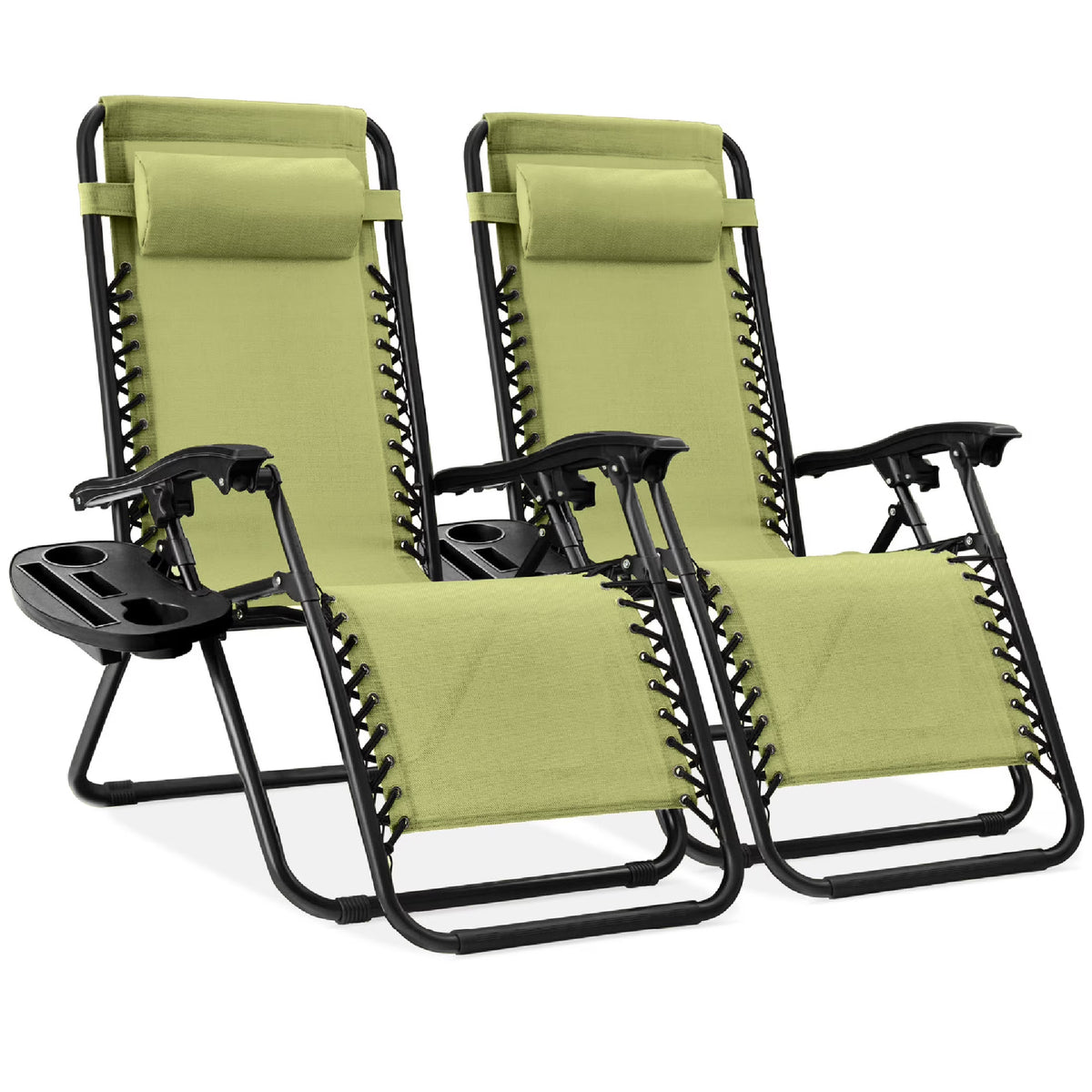 Nouveauté 2026 – Ensemble de 2 fauteuils inclinables zéro gravité Best Choice Products pour terrasse et piscine avec porte-gobelet - Gris