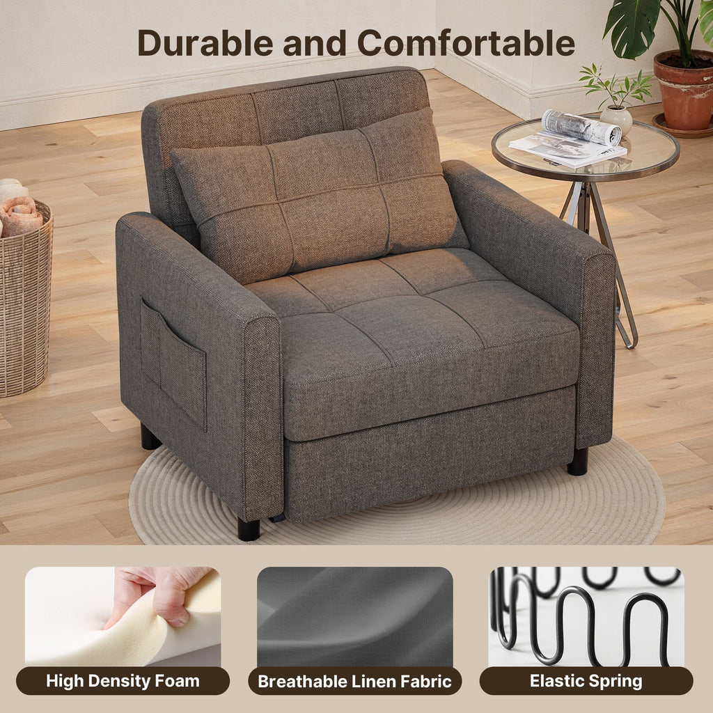 Nouveauté 2026 – Canapé-lit convertible 3 en 1 Aiho pour salon, gris foncé