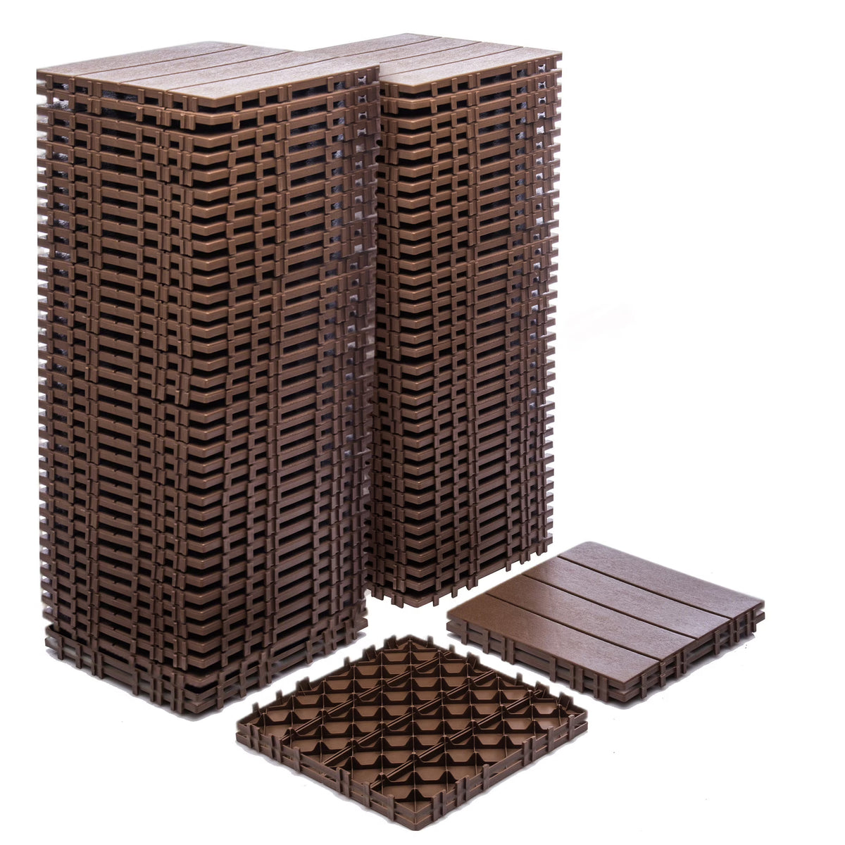 Nouveauté 2026 – Dalles de terrasse emboîtables en plastique (paquet de 76) - 6,4 m² (68,80 pi²) - Revêtement de sol extérieur en plastique ultra-résistant et imperméable - Usage intérieur/extérieur par tous les temps