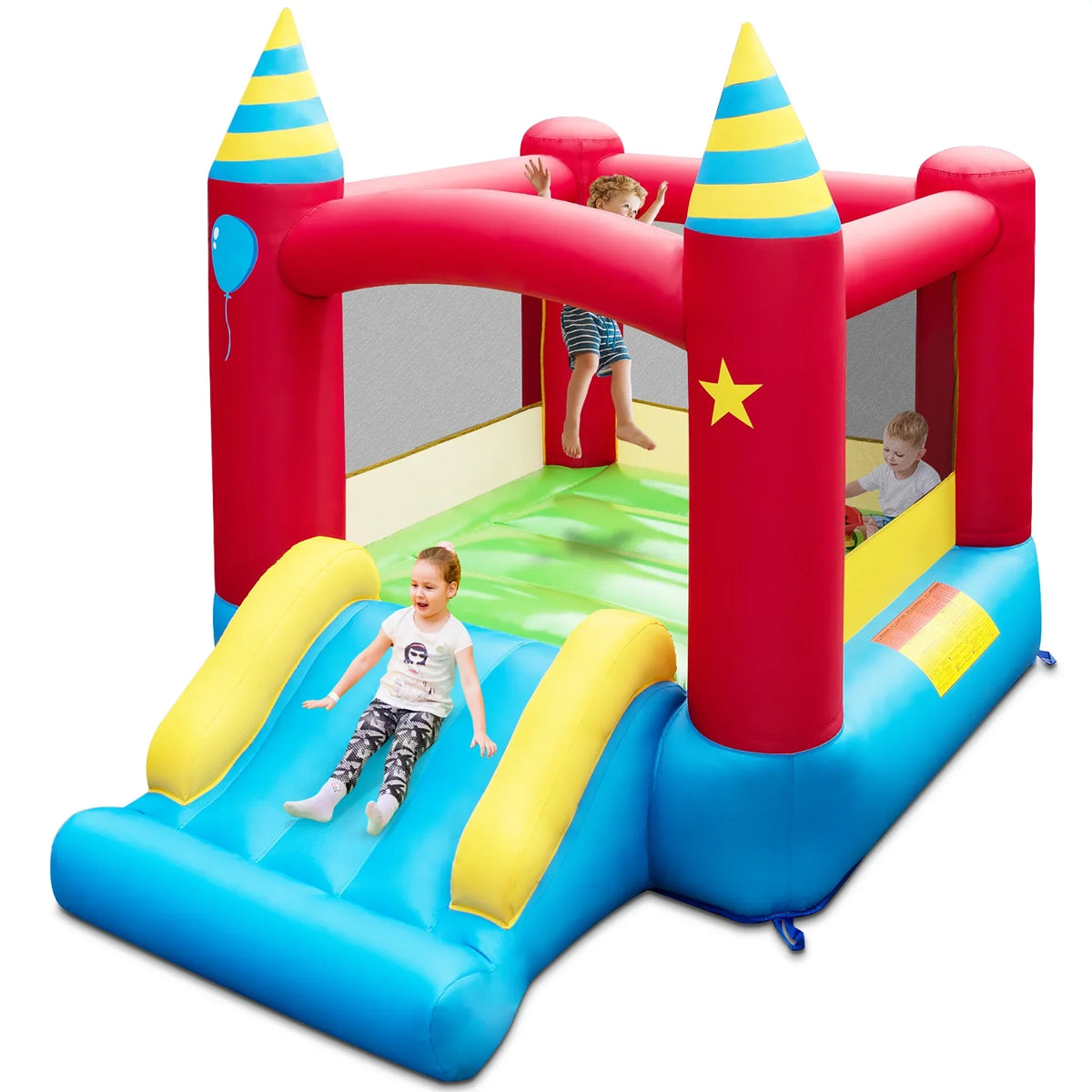 Nouveauté 2026 – Château gonflable Costway pour enfants, utilisable à l'intérieur comme à l'extérieur, avec souffleur de 480 W