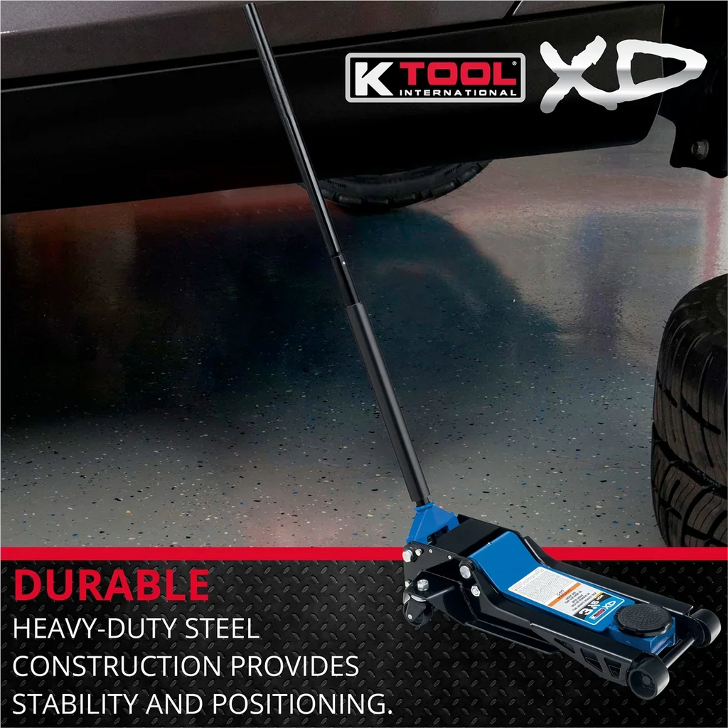 Nouveauté 2026 – Cric de service extra-plat K-Tool INT022 de 3,5 tonnes ; piston à double pompe