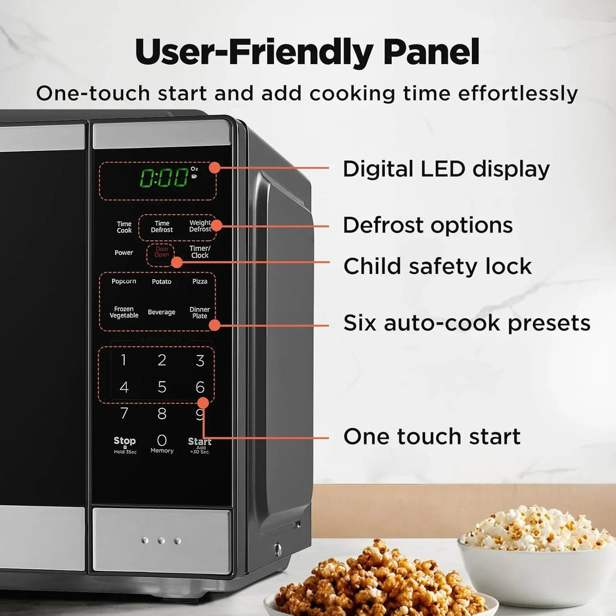 Nouveauté 2026 – Four à micro-ondes de comptoir BLACK+DECKER 0,9 pi³ , 6 menus automatiques, 10 niveaux de puissance, panneau numérique, 900 W
