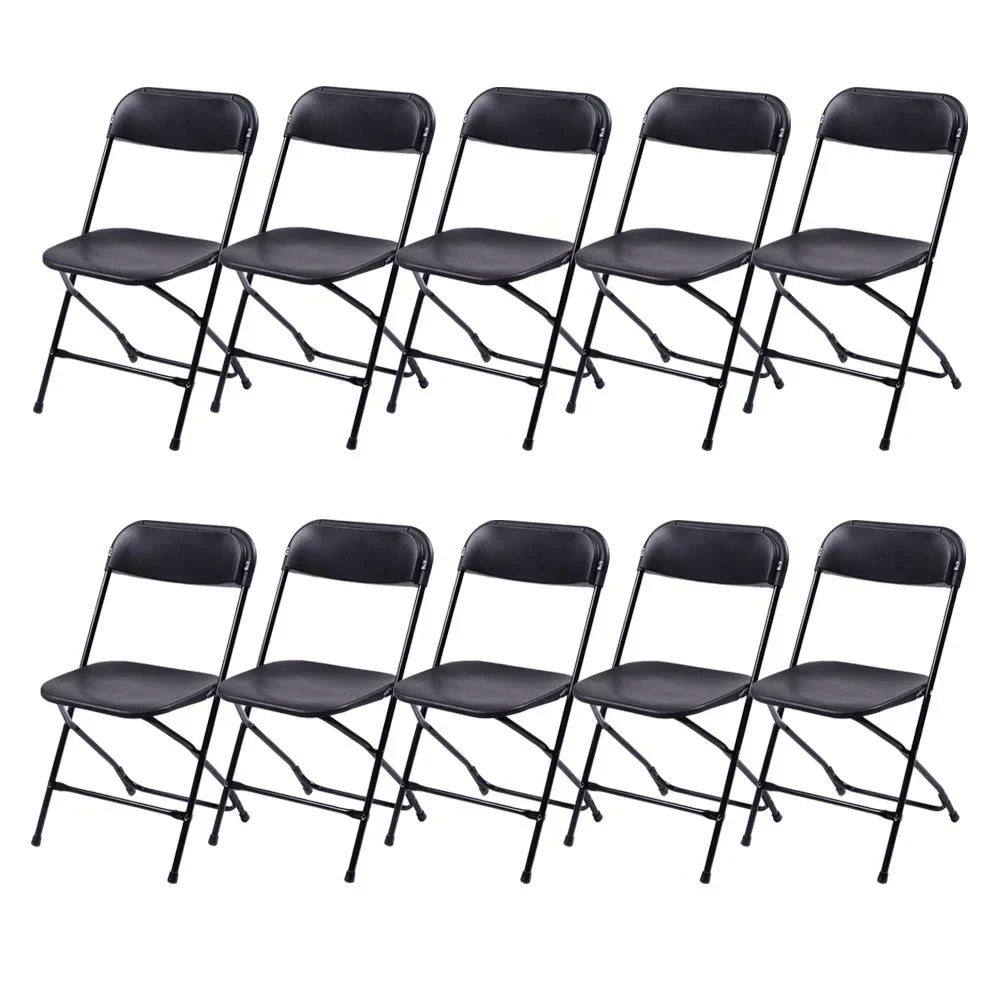 Nouveauté 2026 – Ensemble table et chaises pliantes en plastique noir Ktaxon , 1,83 m (6 pi), blanc, et lot de 10
