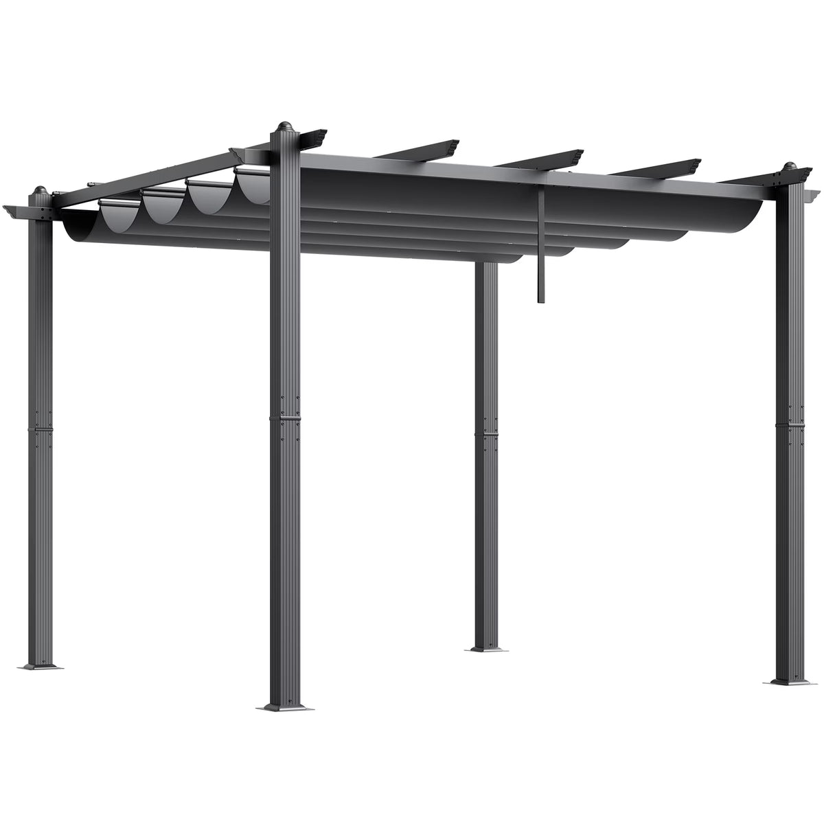 Nouveauté 2026 – Pergola en aluminium KFFKFF 3 m x 3 m, avec auvent rétractable, idéale pour patio, jardin, terrasse et cour arrière - Gris