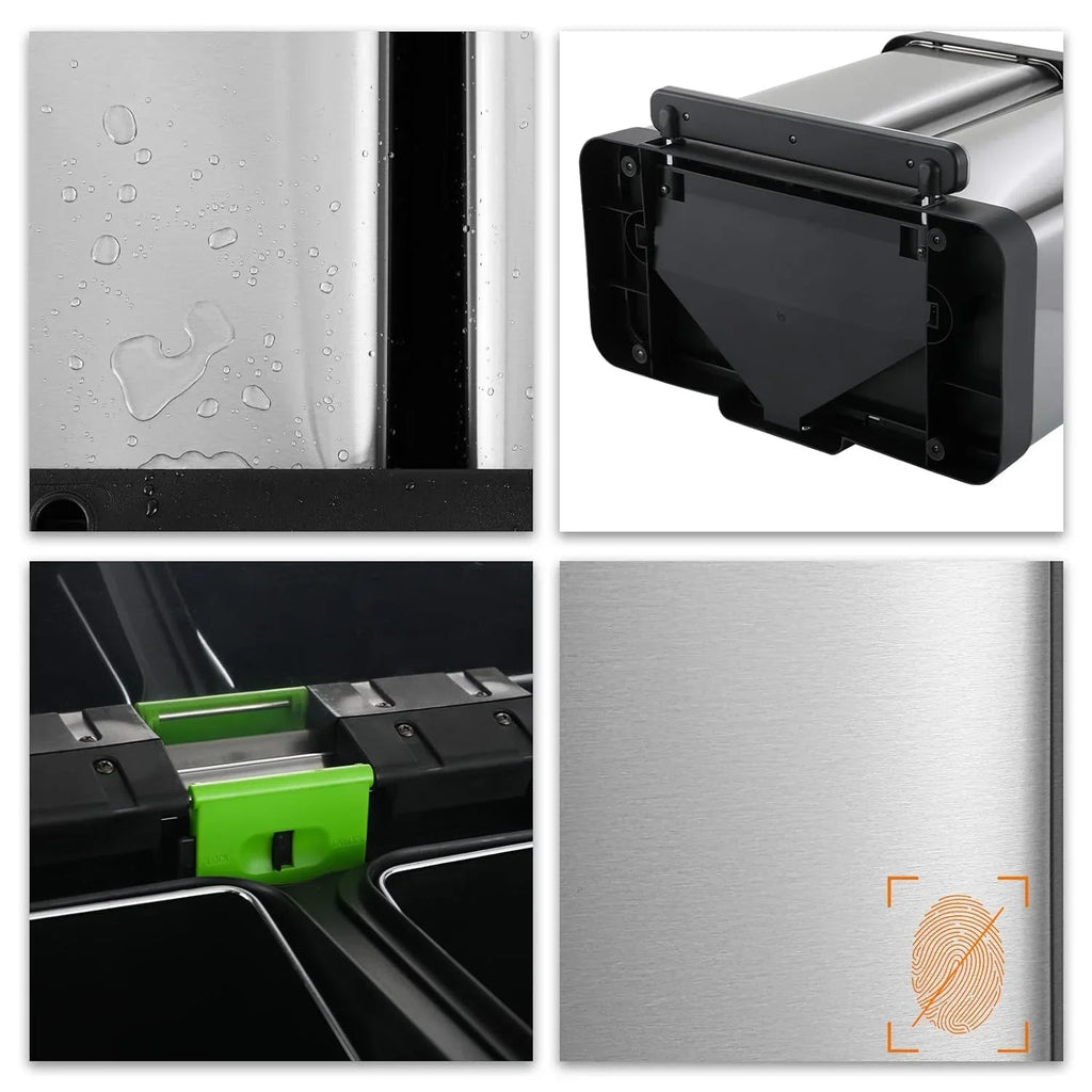 Nouveauté 2026 – Poubelle double Arlopu de 60 litres (16 gallons), en acier inoxydable, avec couvercle à fermeture amortie, pour la maison ou le bureau