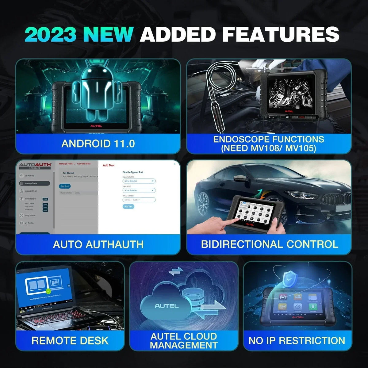 Nouveauté 2026 – Scanner Autel MaxiCOM MK808S : outil de diagnostic automobile bidirectionnel pour tous les systèmes et plus de 28 services (tests actifs