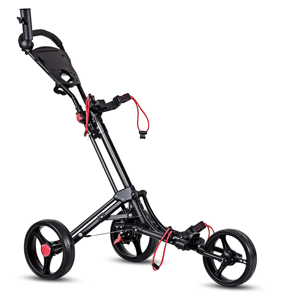 Nouveauté 2026 – Chariot de golf pliable à 3 roues en acier Costway avec porte-parapluie