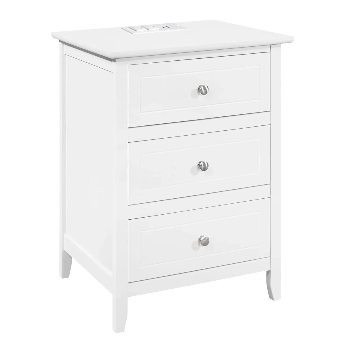 Nouveauté 2026 – Ensemble de 2 tables de chevet modernes blanches à 3 tiroirs Glavbiku , avec ports USB et prises électriques, pour chambres à coucher, adultes