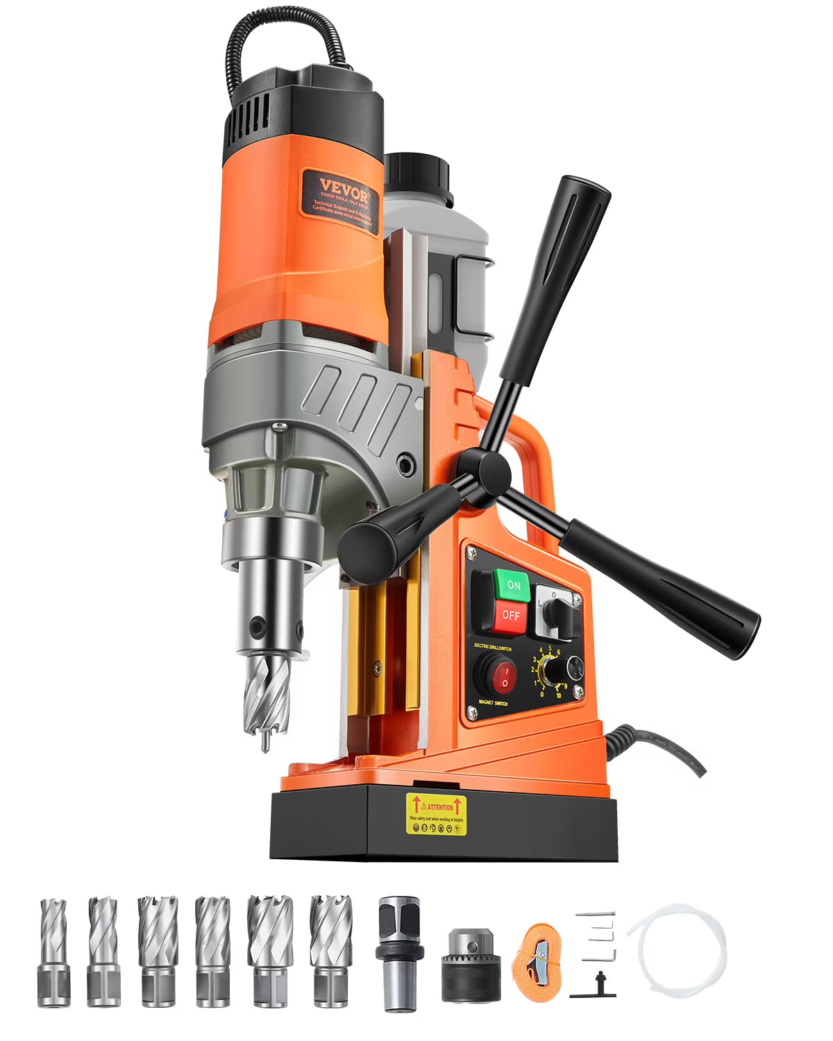 Nouveauté 2026 – Perceuse magnétique VEVOR , moteur de 1450 W, diamètre d'alésage de 50 mm, force de 1808 kgf, perceuse magnétique électrique portable, avec 6 forets à carottage, vitesse variable, machine à percer les surfaces métalliques, pour le br