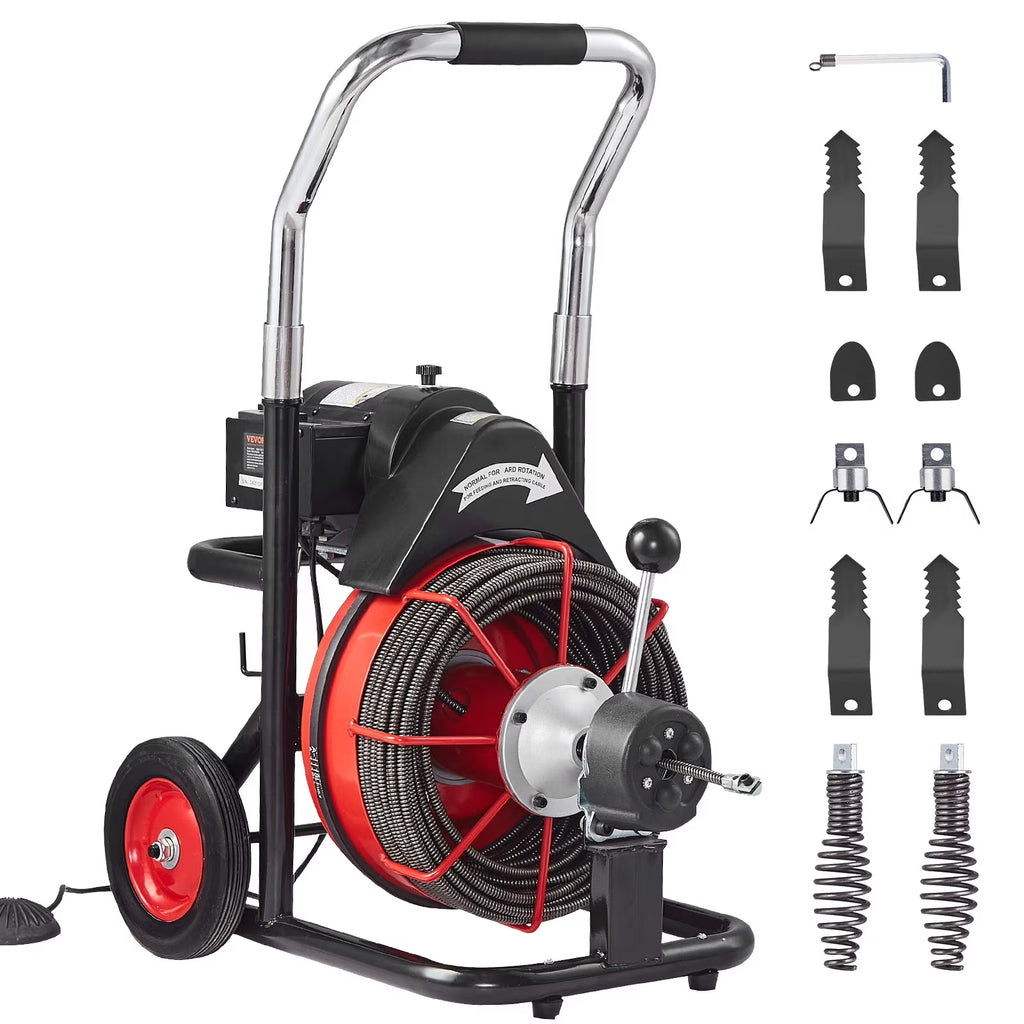 Nouveauté 2026 – Déboucheur de canalisations électrique Drain Machine , tarière de 30,5 m x 9,5 mm, alimentation automatique