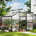 Nouveauté 2026 – Serre Asofer de 2,4 x 1,8 m avec porte à charnières verrouillable et fenêtre d'aération, véranda d'hiver en polycarbonate, noire