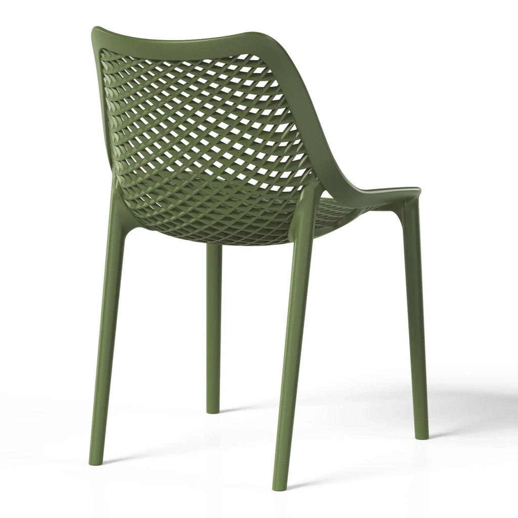 Nouveauté 2026 – Ensemble de salle à manger d'extérieur WestinTrends Playa 5 pièces avec table et chaises empilables, structure en métal, vert olive