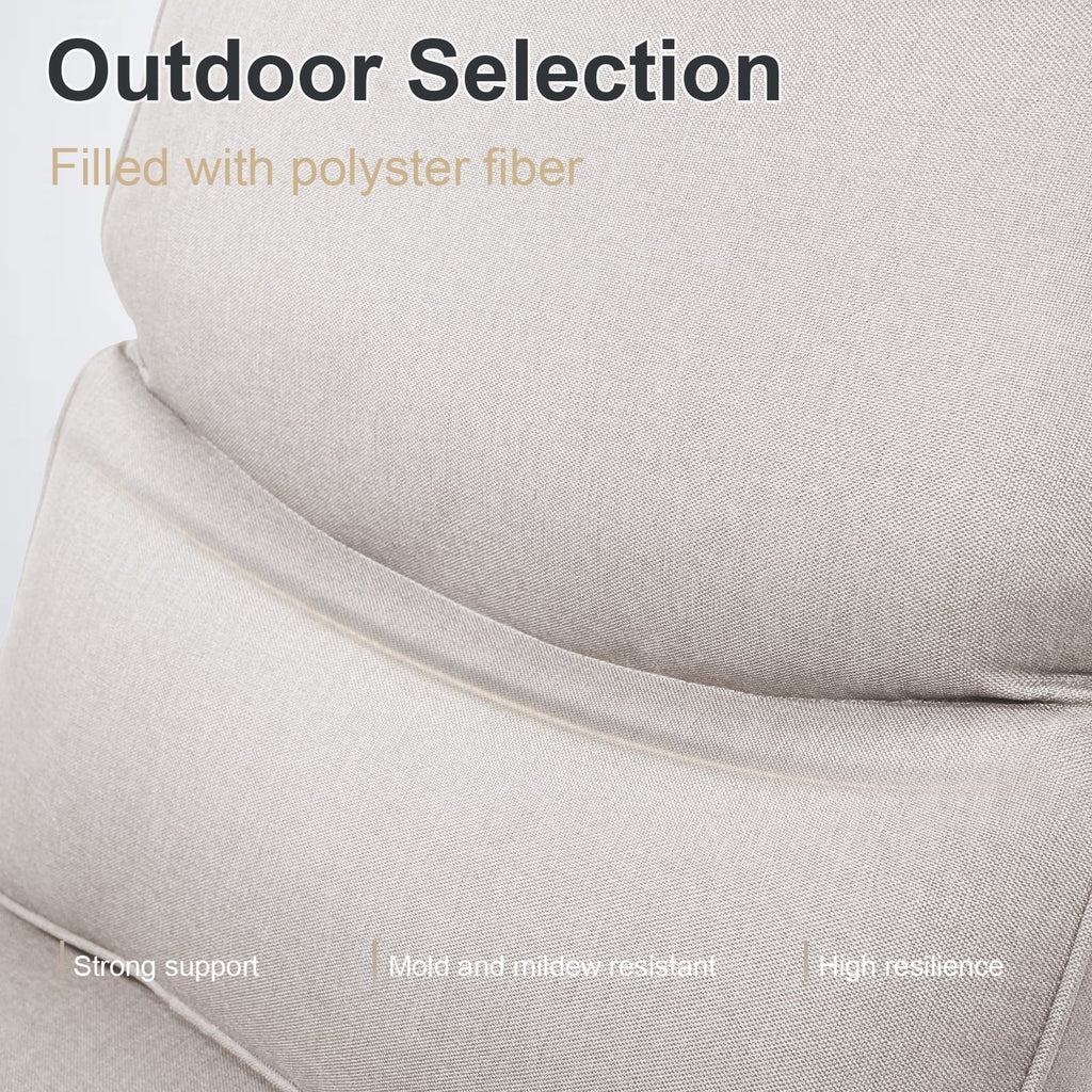 Nouveauté 2026 – POCASSY Fauteuils pivotants de patio, fauteuils à bascule pivotants d'extérieur en osier avec dossier haut et coussins épais pour véranda ou terrasse - Lot de 2, beige