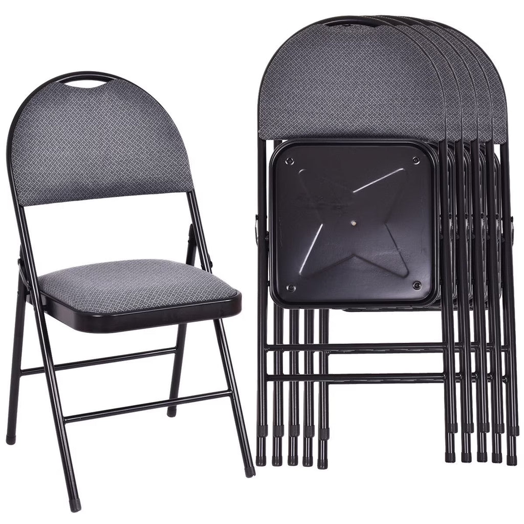 Nouveauté 2026 – Ensemble de 6 chaises pliantes Costway , assise rembourrée et revêtement en tissu, structure en métal, beige, pour la maison ou le bureau