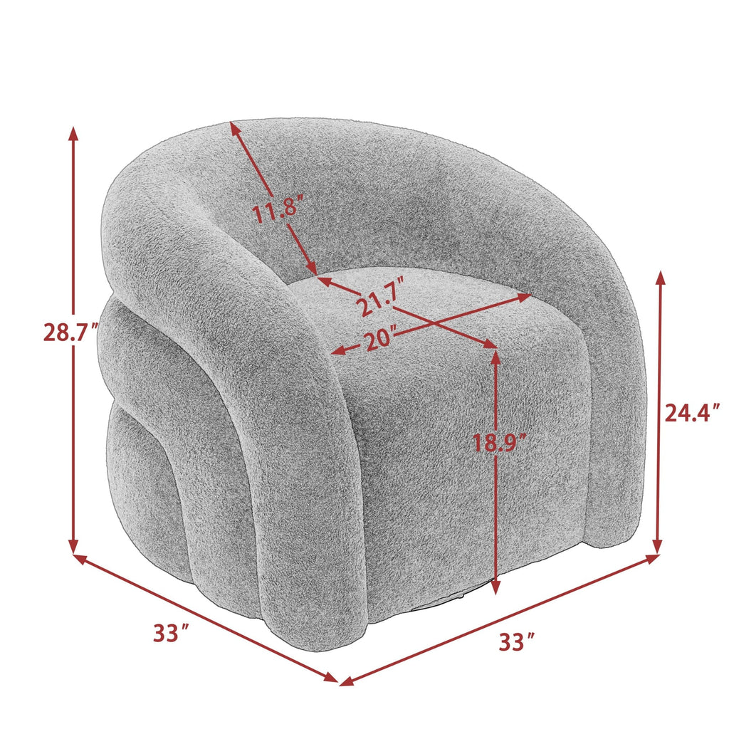 Nouveauté 2026 – Fauteuil pivotant 360" pour salon, fauteuil tonneau bouclé, canapé une place, fauteuil de lecture, vert sauge
