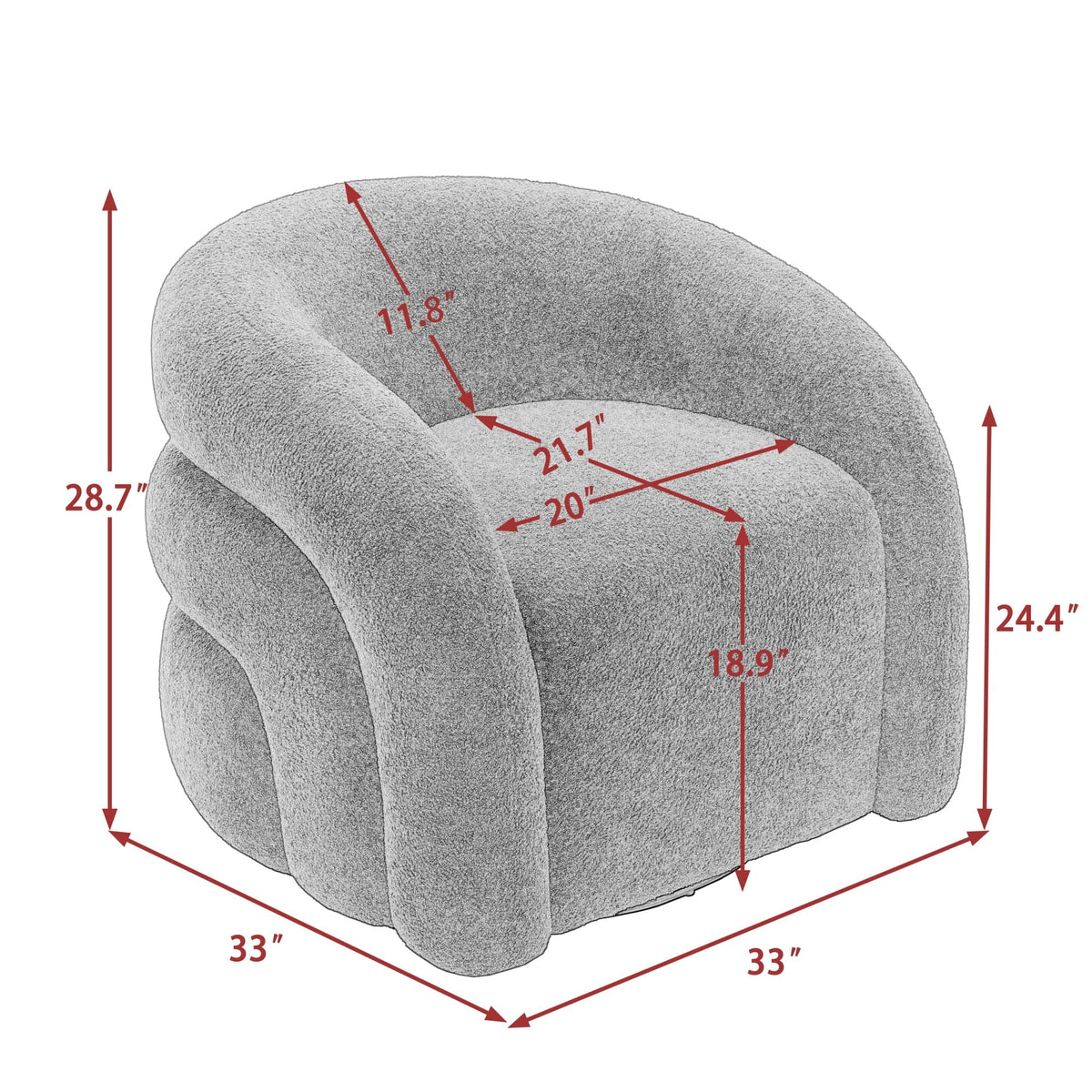 Nouveauté 2026 – Fauteuil pivotant 360" pour salon, fauteuil tonneau bouclé, canapé une place, fauteuil de lecture, vert sauge