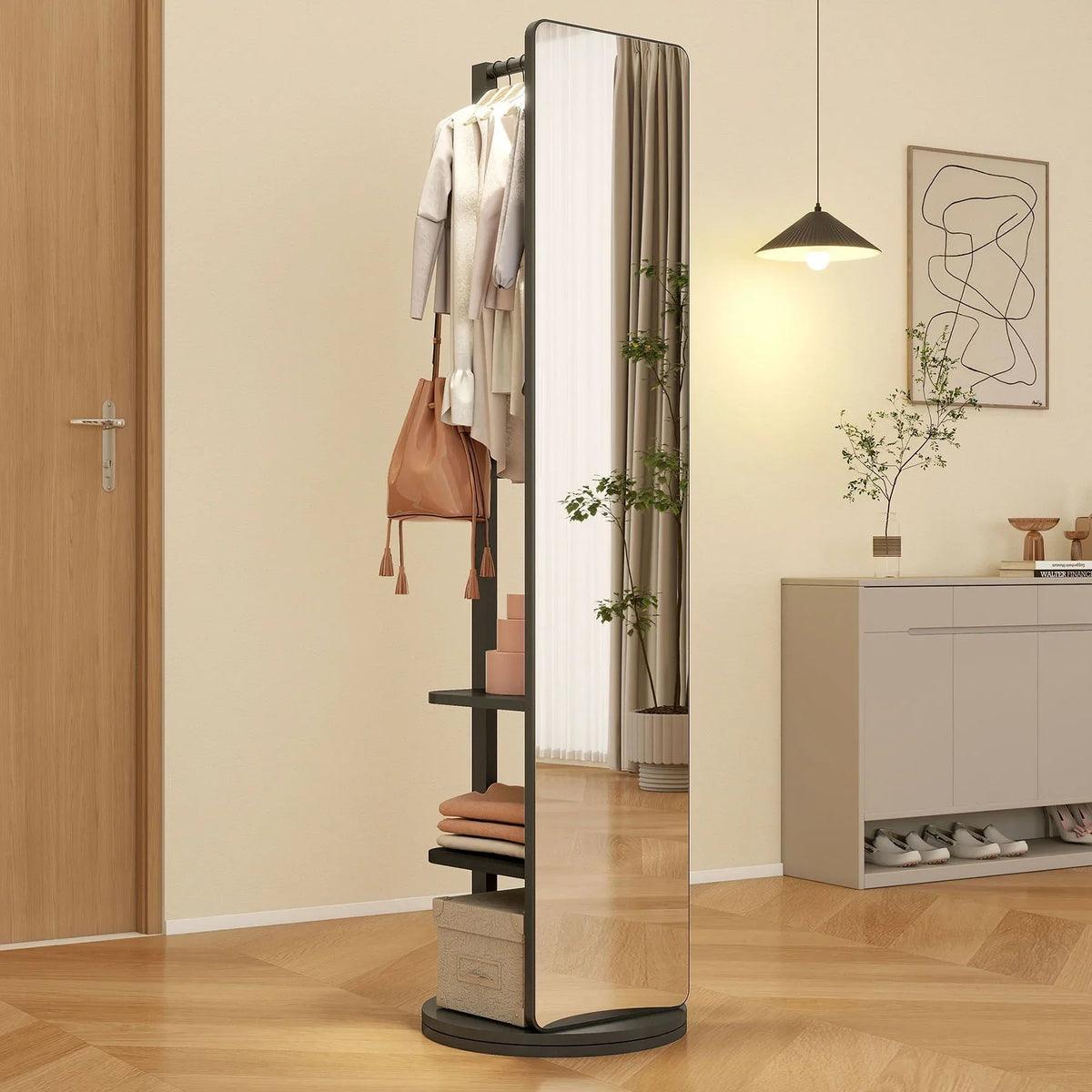 Nouveauté 2026 – Miroir pleine longueur , cadre en bois d'hévéa, 167 x 45 cm (65,7 x 17,7 pouces), idéal pour les dressings et les espaces de vie, pour une utilisation polyvalente