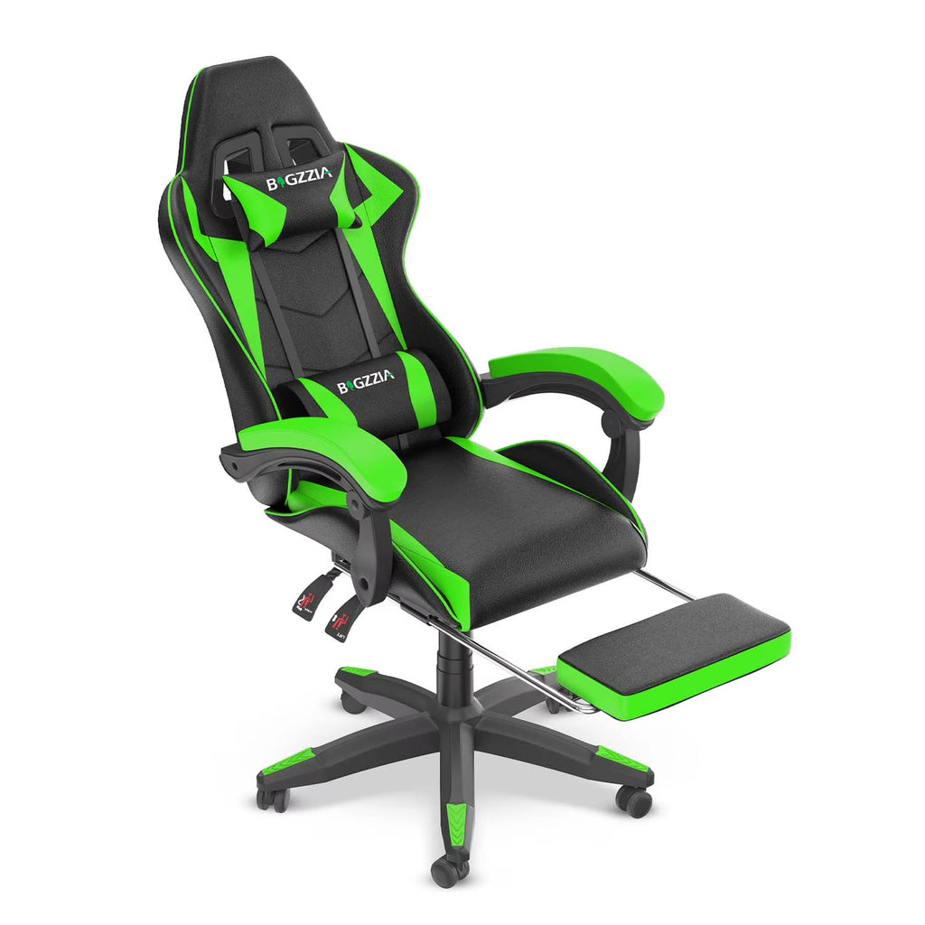 Nouveauté 2026 – Chaise de jeu Bigzzia , chaise de bureau ergonomique avec appui-tête et soutien lombaire réglables en hauteur, pour adultes et adolescents, noir et blanc