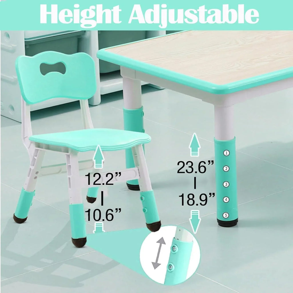 Nouveauté 2026 – Ensemble table et chaises pour enfants TROPOW , table réglable en hauteur pour tout-petits et 6 chaises, table multi-activités avec plateau à motifs graffiti et pieds antidérapants pour les enfants de 2 à 10 ans, idéale pour les gard