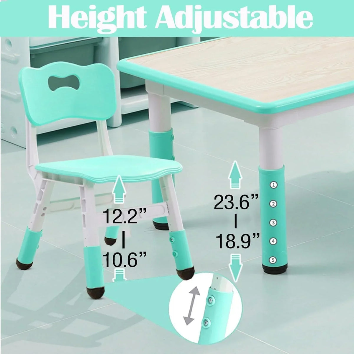 Nouveauté 2026 – Ensemble table et chaises pour enfants TROPOW , table réglable en hauteur pour tout-petits et 6 chaises, table multi-activités avec plateau à motifs graffiti et pieds antidérapants pour les enfants de 2 à 10 ans, idéale pour les gard
