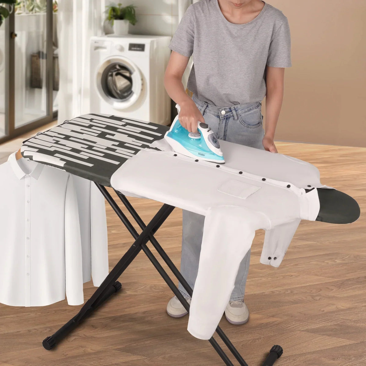 Nouveauté 2026 – Planche à repasser extra large KDJ HOME Slieton avec barre de suspension, 51 cm de large (20 pouces