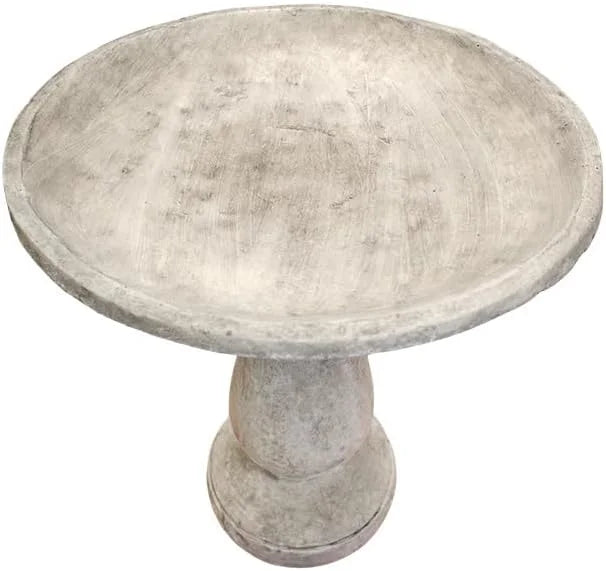 Nouveauté 2026 – Bain d'oiseaux ovale en pierre Solid Rock Stoneworks, 2 pièces, - Hauteur : 61 cm (24 po) - Pré-vieilli