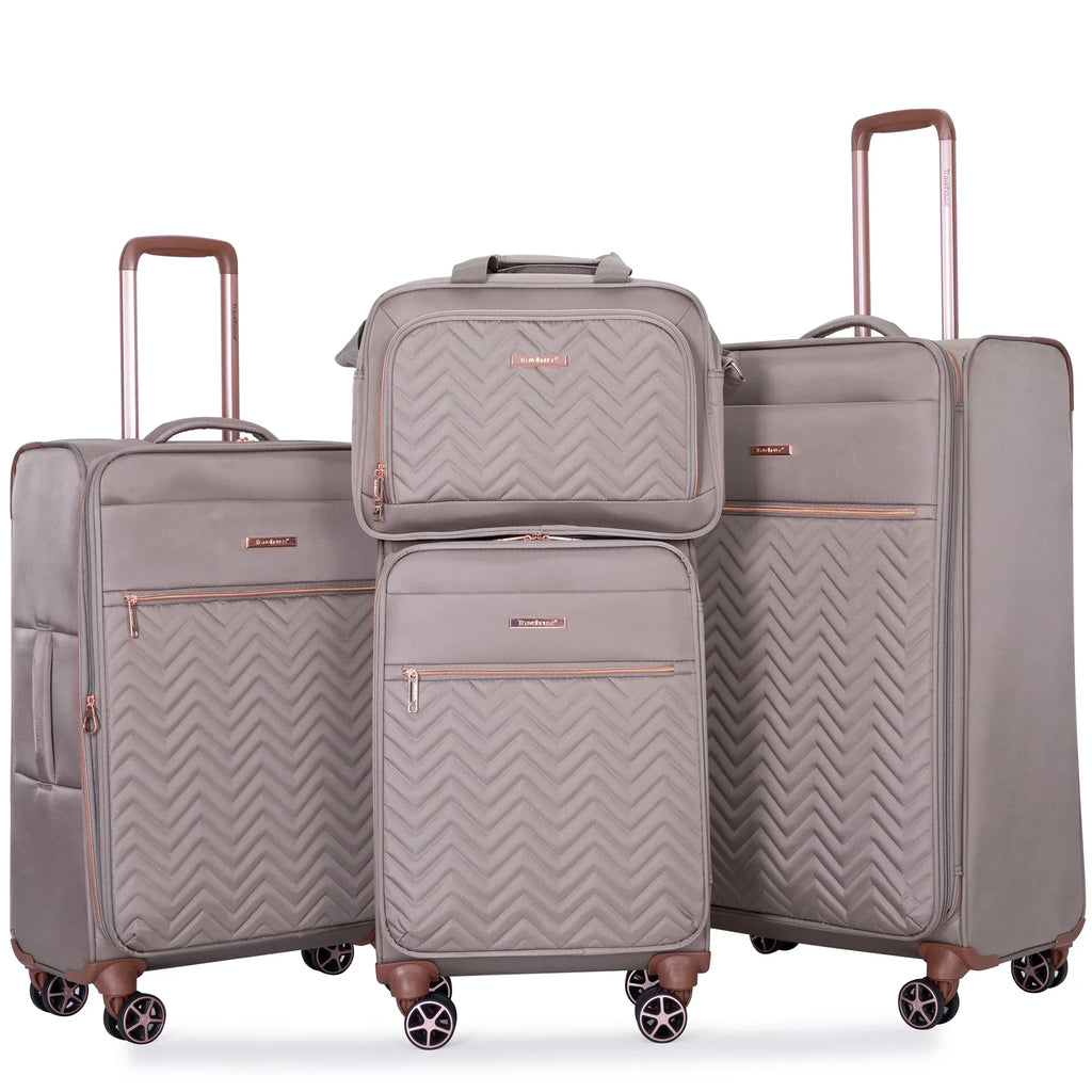Nouveauté 2026 – Ensemble de 4 bagages Travelhouse : valise souple extensible et légère avec doubles roulettes multidirectionnelles (noir