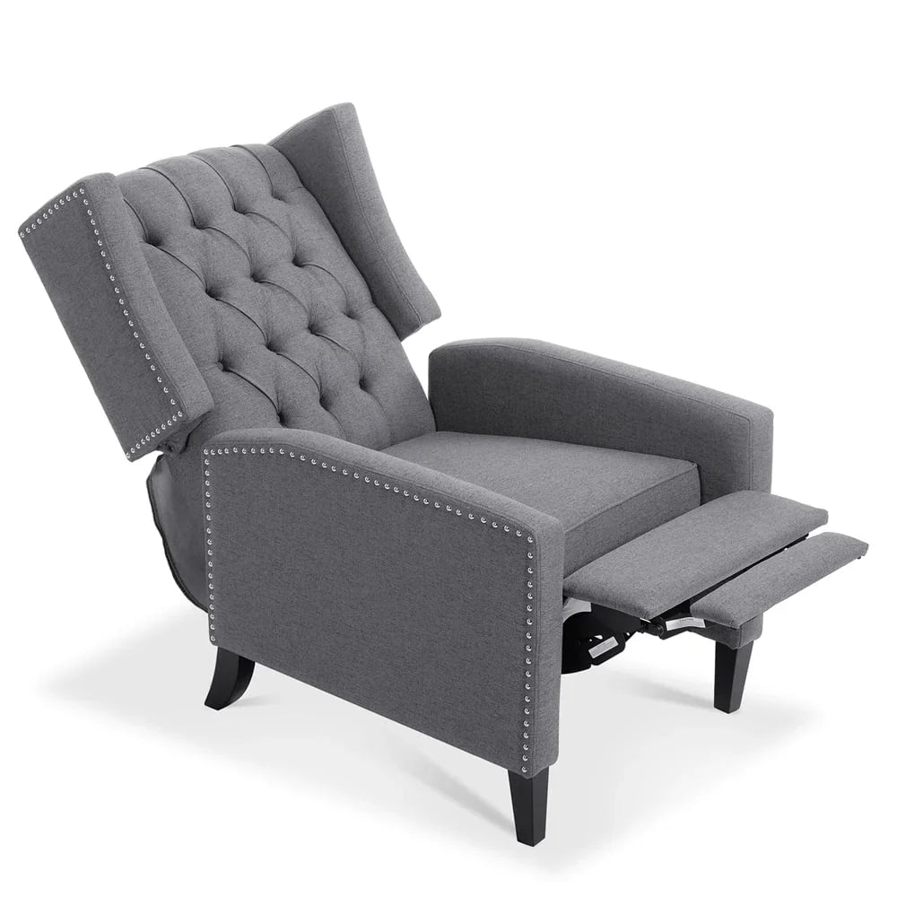 Nouveauté 2026 – Fauteuil d'appoint Triple Tree Modern en tissu, mousse et bois massif, imprimé, garniture cloutée, beige