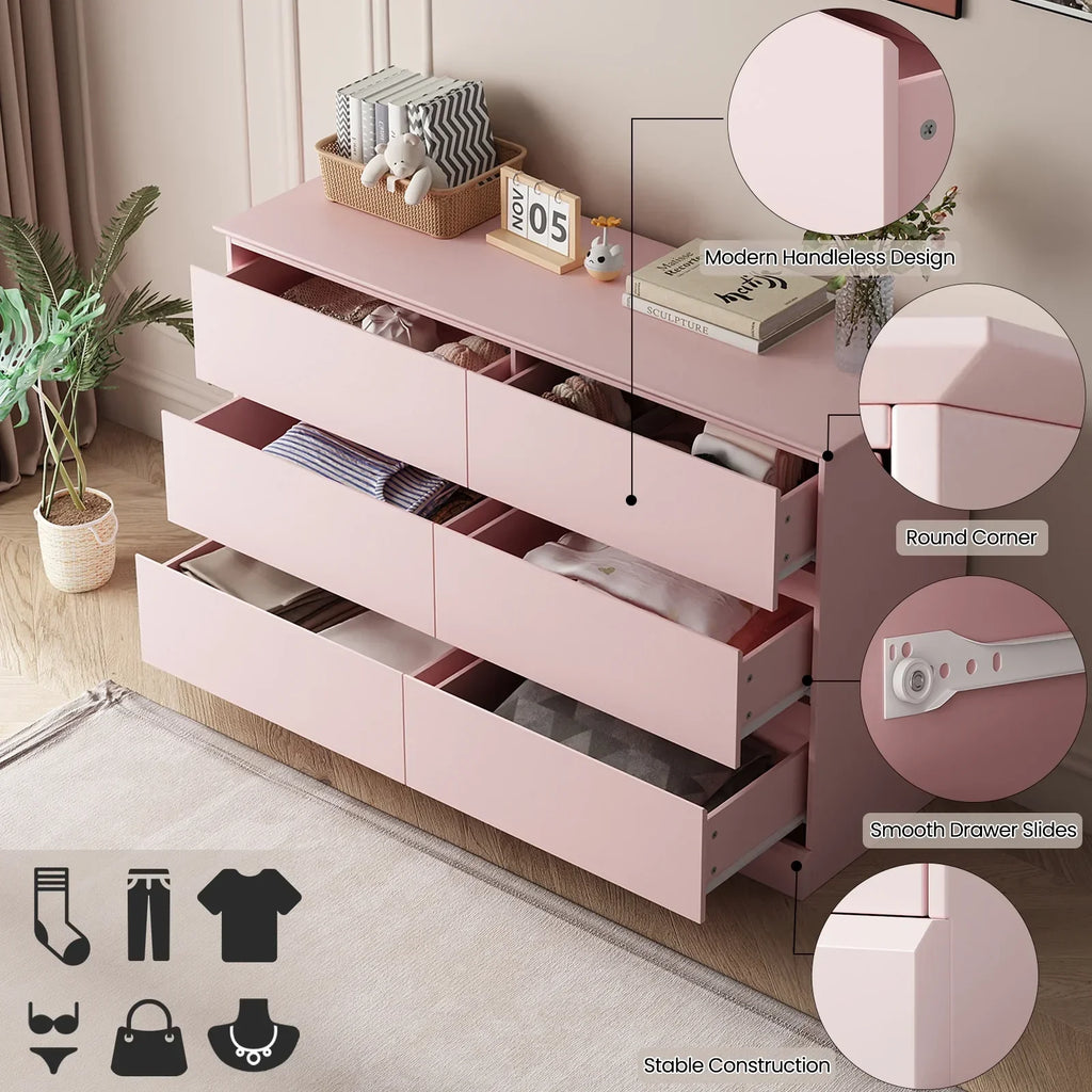 Nouveauté 2026 – Commode blanche neuve , commode à 6 tiroirs, meuble de rangement double, meuble d'appoint pour chambre ou salon