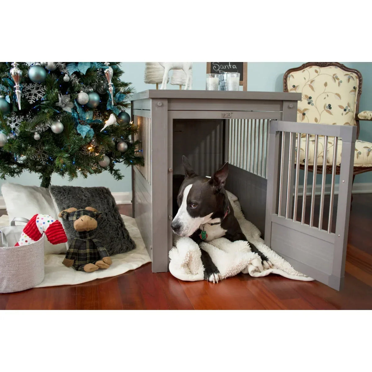 Nouveauté 2026 – Table d'appoint pour cage pour chien ECOFLEX® - Grise, grande taille