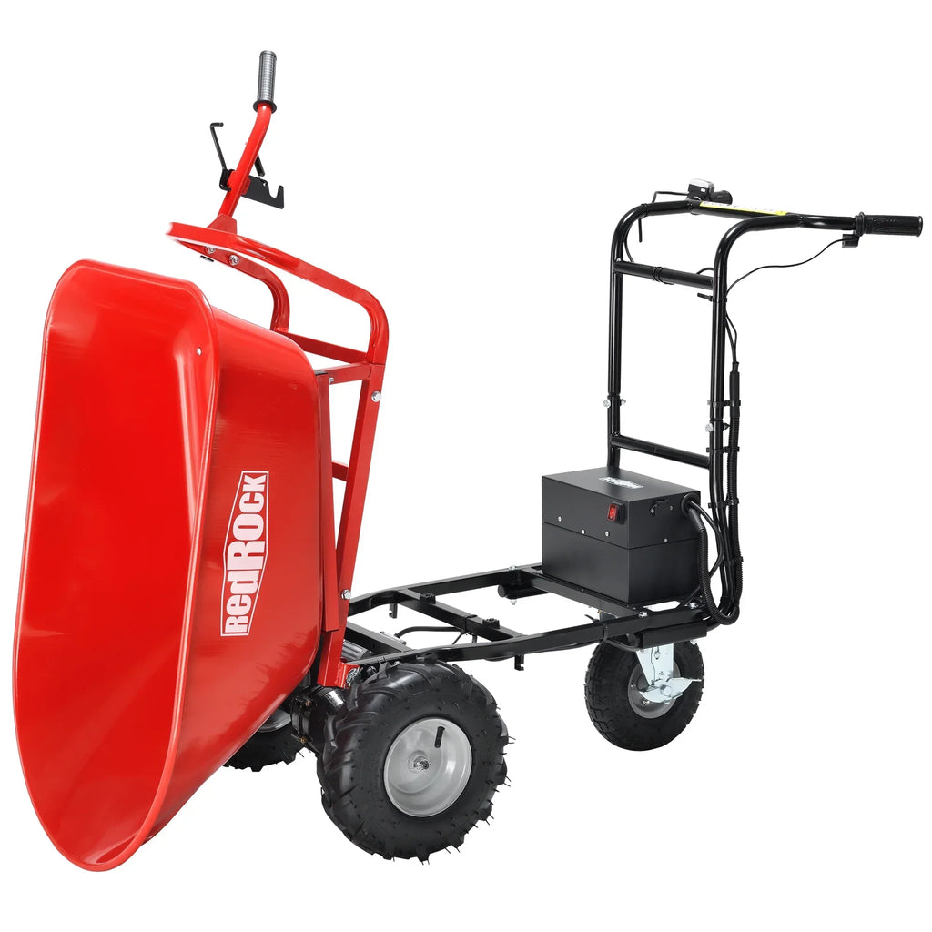 Nouveauté 2026 – Brouette utilitaire électrique RedRock , 48 V, 28 Ah, 500 W, capacité de 230 kg (500 lb), transport de matériaux et de débris, capacité de remorquage de 454 kg (1 000 lb