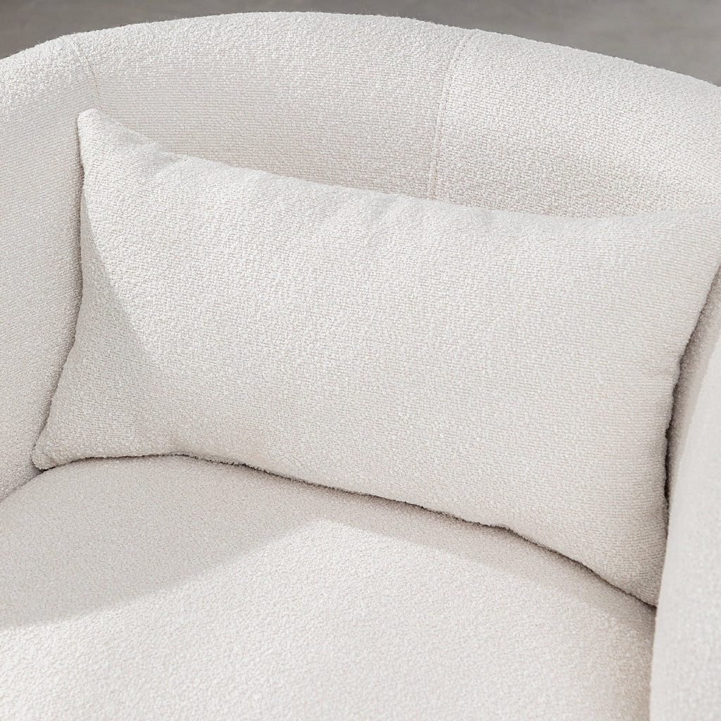 Nouveauté 2026 – Fauteuil pivotant rond 34" en bouclette de 86 cm de large, sans assemblage, avec coussin décoratif, idéal pour le salon et la chambre, couleur taupe