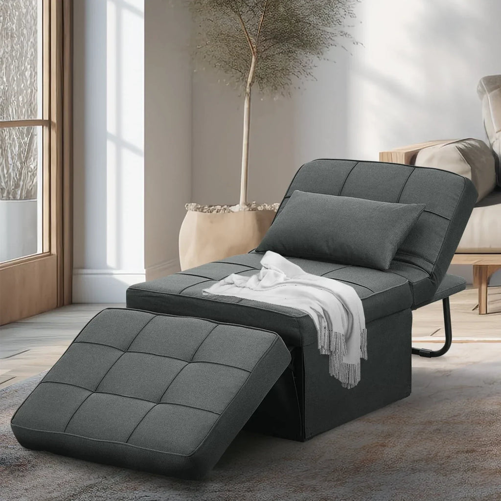 Nouveauté 2026 – Canapé-lit pliant Ainfox , 4 en 1 : lit de jour, pouf, fauteuil, canapé-lit pour invités, idéal pour un salon moderne ou une chambre, petite taille (gris foncé