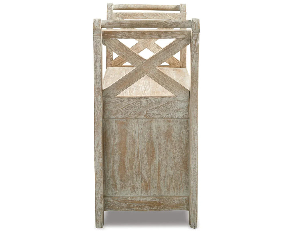 Nouveauté 2026 – Signature Design par Ashley Banc d'appoint Fossil Ridge, style décontracté, blanchi