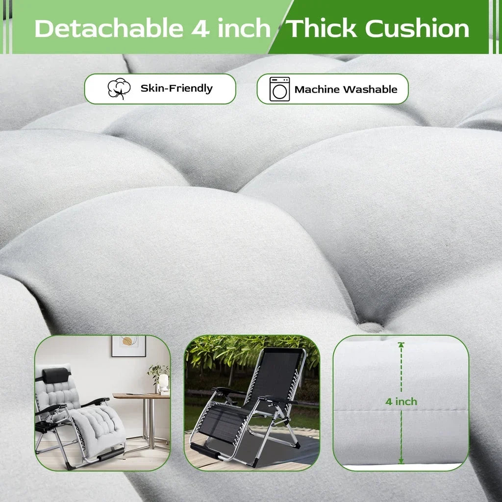 Nouveauté 2026 – Fauteuil zéro gravité surdimensionné VECUKTY XXL - Capacité de 227 kg, siège rembourré de 84 cm de large, fauteuil de voyage pliable pour une utilisation intérieure/extérieure - Terrasse, pelouse, noir, portable et robuste