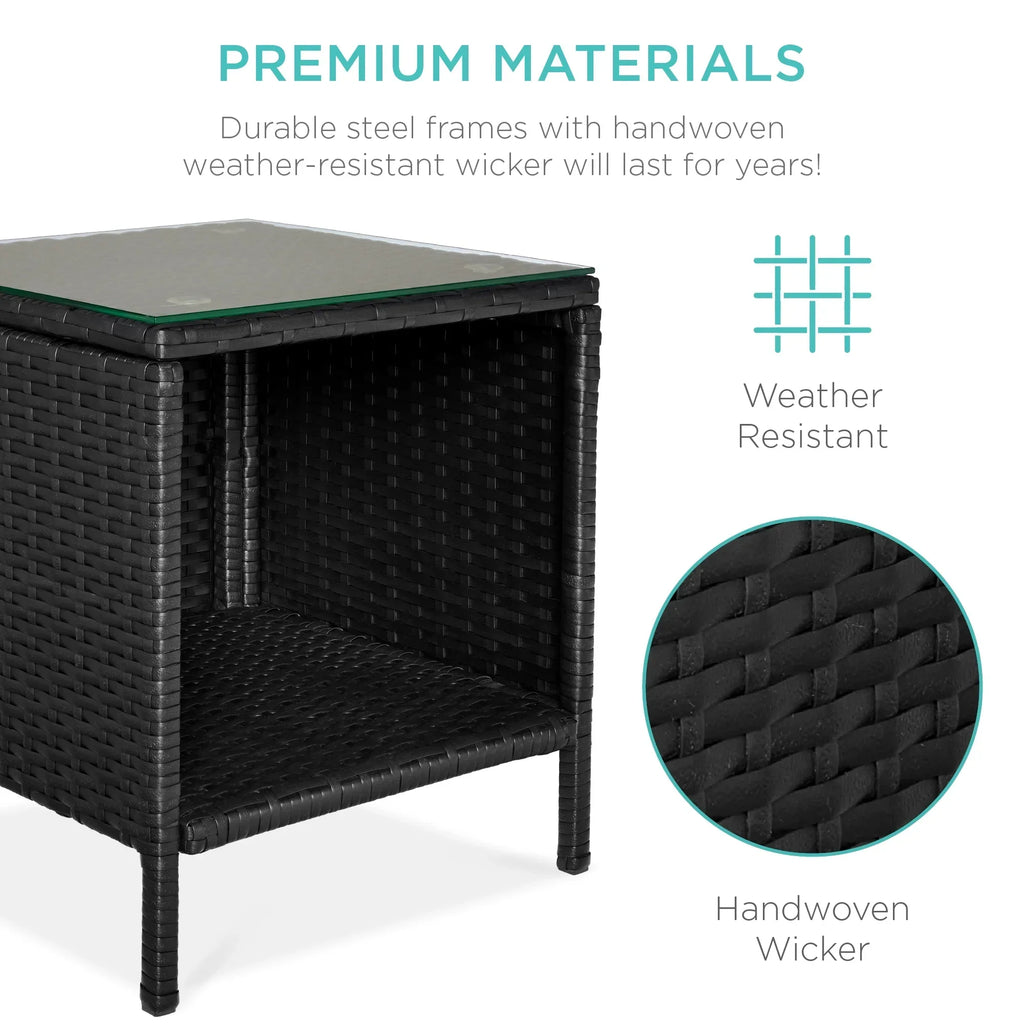 Nouveauté 2026 – Ensemble bistro de jardin 3 pièces en résine tressée Best Choice Products , avec 2 chaises et une table - Gris/Bleu marine
