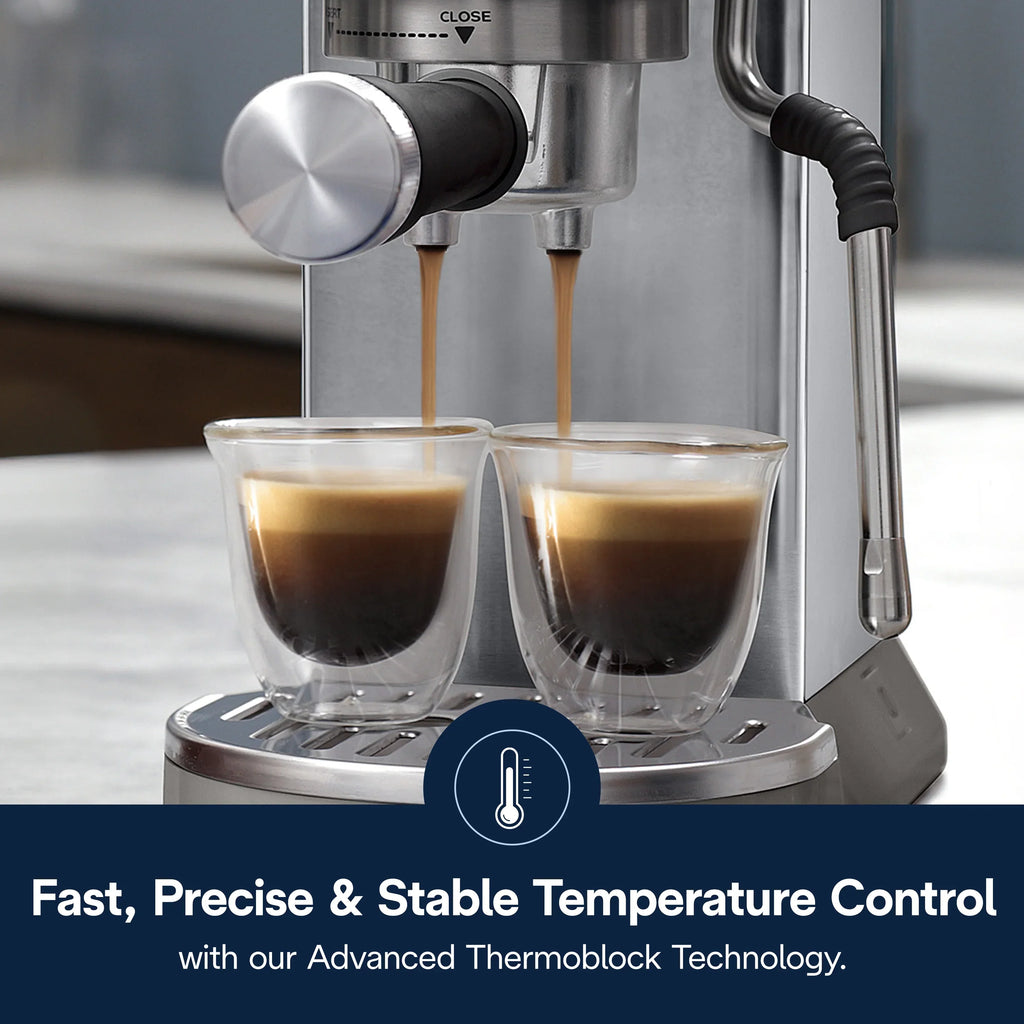 Nouveauté 2026 – Machine à expresso De’Longhi Dedica Duo , format compact avec mousseur intégré pour latte art, expresso, café infusé à froid, lattes et plus encore, acier inoxydable